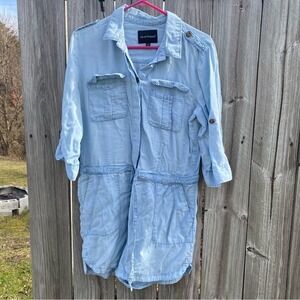 Velvet Heart Chambray Utility Romper Jumpsuit Light Blue Button Front Size M